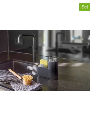 Zeller 3tlg. Set: Spülutensilien in Schwarz - (B)17 x (H)14,5 x (T)7,4 cm