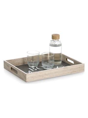 Zeller Tablett "Bon Appetit" in Beige/ Anthrazit - (B)40 x (H)30 cm