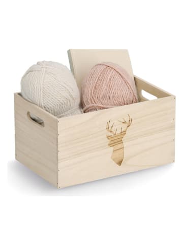 Zeller Aufbewahrungskiste "Hirsch" in Natur - (B)30 x (H)20 x (T)16 cm