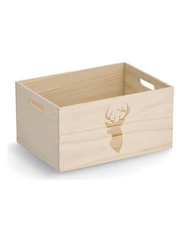 Zeller Aufbewahrungskiste "Hirsch" in Natur - (B)35 x (H)25 x (T)18 cm