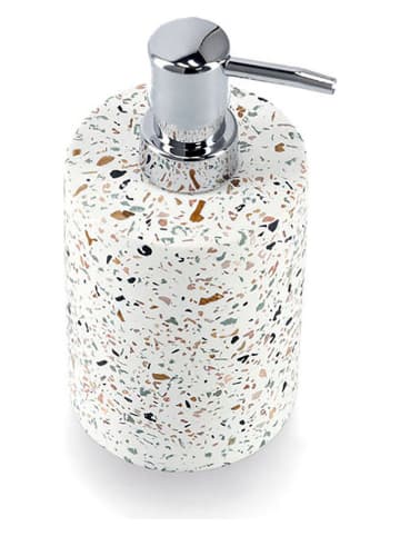 Zeller Dozownik mydła "Terrazzo" w kolorze kremowym ze wzorem - wys.16,8 x Ø 8,2 cm