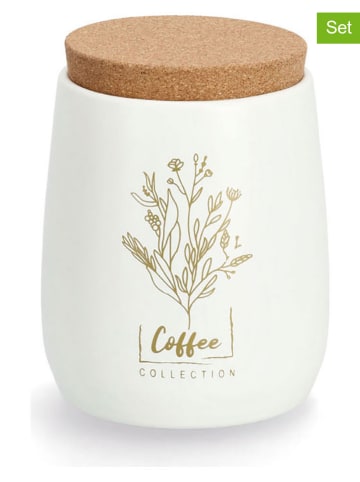 Zeller 2er-Set: Vorratsdosen ''Coffee'' in Weiß/ Hellbraun - 750 ml