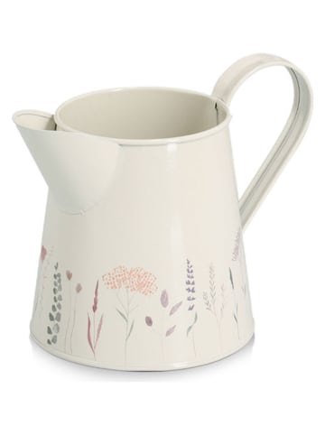 Zeller Dekokanne "Flowers" in Creme - (H)14 x Ø 10,5 cm