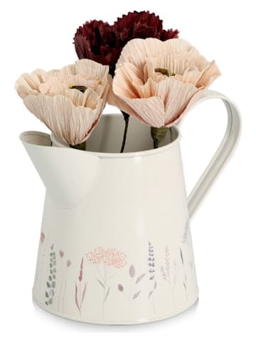 Zeller Dekokanne "Flowers" in Creme - (H)14 x Ø 10,5 cm