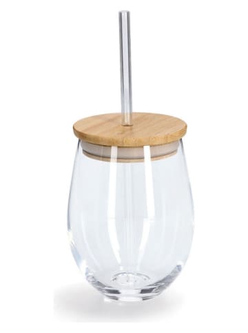 Zeller 2er-Set: Trinkgläser in Hellbraun - (H)12,6 x Ø 9,2 cm