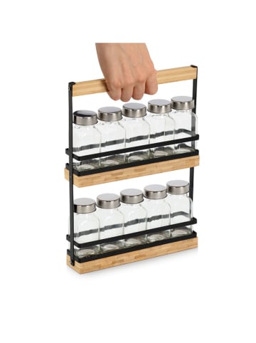 Zeller 11tlg.Gewürzständer-Set in Schwarz/ Hellbraun - (B)23 x (H)30 x (T)5 cm