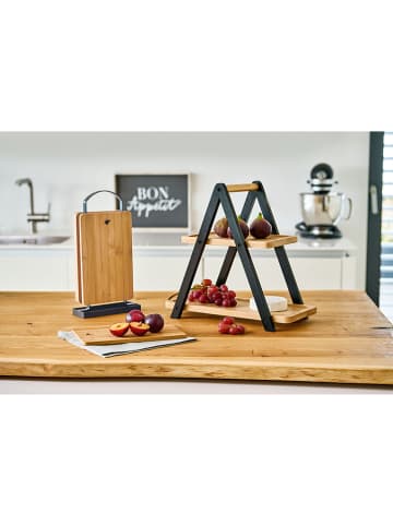 Zeller Etagere Natur/ Schwarz - (B)34 x (H)32 x (T)17,2 cm