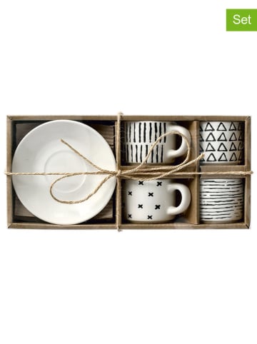 Zeller 8tlg. Set: Espressotassen in Schwarz/ Weiß - 70 ml