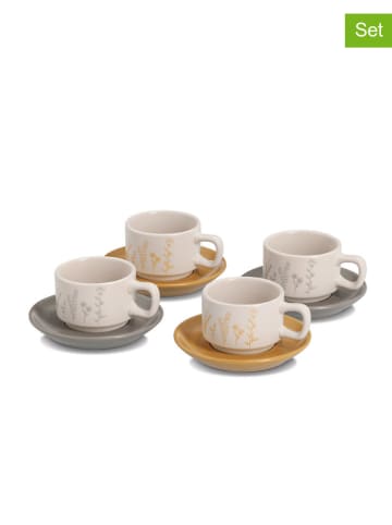 Zeller 8-częściowy zestaw "Flowers" w kolorze szaro-jasnobrązowym do espresso