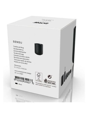 Zone Denmark Tandenborstelbeker "Sensu Black" zwart - (H)9,5 cm x Ø 7,4 cm