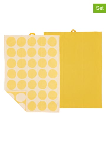 SÖDAHL 2er-Set: Geschirrtücher "Bubbles" in Gelb - (L)70 x (B)50 cm