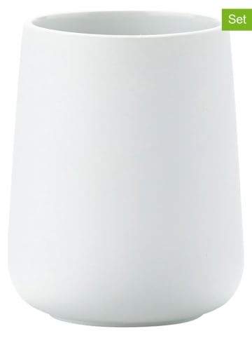 Zone Denmark Kubki łazienkowe (2 szt.) "Nova" w kolorze białym - wys. 10 x Ø 8 cm