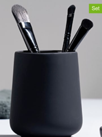 Zone Denmark 2er-Set: Zahnputzbecher "Nova" in Schwarz - (H)10 x Ø 8 cm