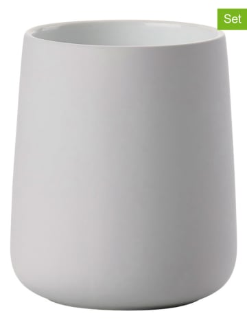 Zone Denmark 2er-Set: Zahnputzbecher "Nova" in Hellgrau - (H)11 x Ø 8 cm