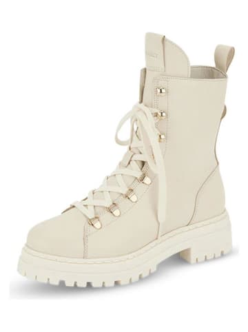 Hey Marly Skórzane botki w kolorze kremowym