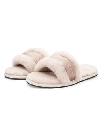 Hey Marly Lamfell-Hausschuhe in Rosa/ Creme