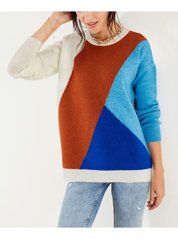 Milan Kiss Pullover in Creme/ Camel/ Blau