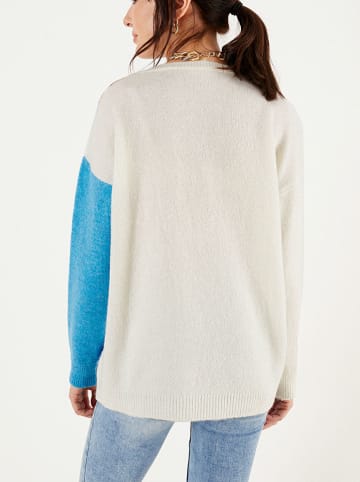 Milan Kiss Pullover in Creme/ Camel/ Blau
