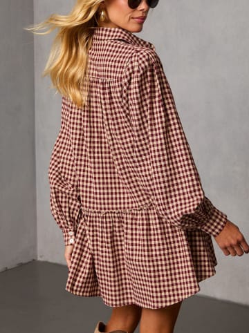 Milan Kiss Jurk bordeaux/beige