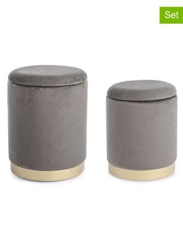 Bizzotto 2tlg. Set: Poufs in Grau