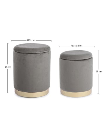 Bizzotto 2tlg. Set: Poufs in Grau