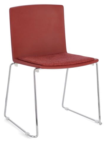 Bizzotto Stoel "Giulia" rood/zilverkleurig - (B)43,5 x (H)79 x (D)50 cm