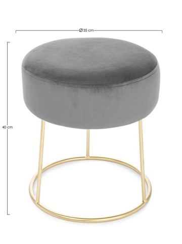 Bizzotto Pouf in Gold/ Grau - (H)40 x Ø 35 cm