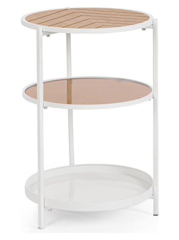 Bizzotto Beistelltisch ''Haldor'' in Weiß/ Beige - (H)60,5 x Ø 40 cm