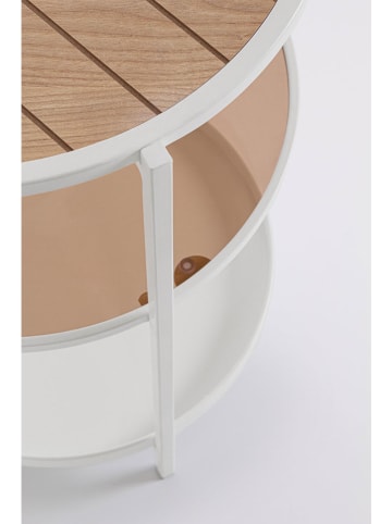 Bizzotto Bijzettafel "Haldor" wit/beige - (H)60,5 x Ø 40 cm
