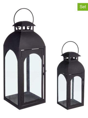 Bizzotto 2-delige set: lantaarns "Agueda" zwart