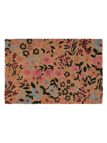 Bizzotto Kokos-deurmat "Floral" lichtbruin/meerkleurig - (L)60 x (B)40 cm