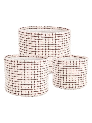Bizzotto 3er-Set: Aufbewahrungsboxen "Nicky" in Creme/ Braun
