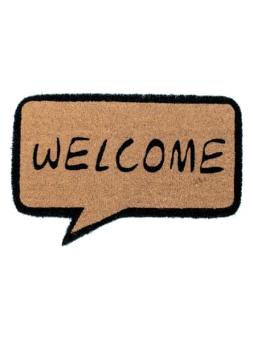 Bizzotto Wycieraczka "Welcome" w kolorze jasnobrązowo-czarnym z włókna kokosowego - 60 x 40 cm