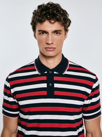 BIG STAR Koszulka polo "Seulir" w kolorze czarno-czerwono-białym