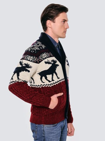 BIG STAR Kardigan w kolorze kremowo-bordowo-granatowym