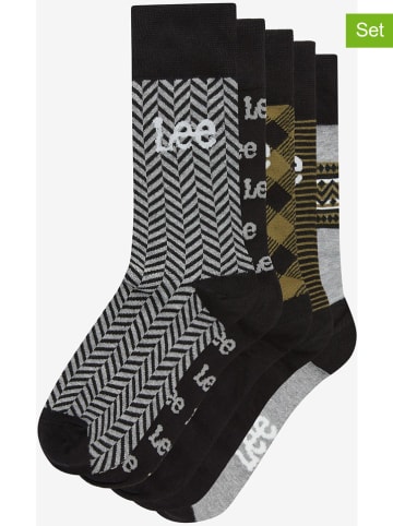 Lee 5er-Set: Socken "Zylar" in Schwarz/ Grau/ Ocker