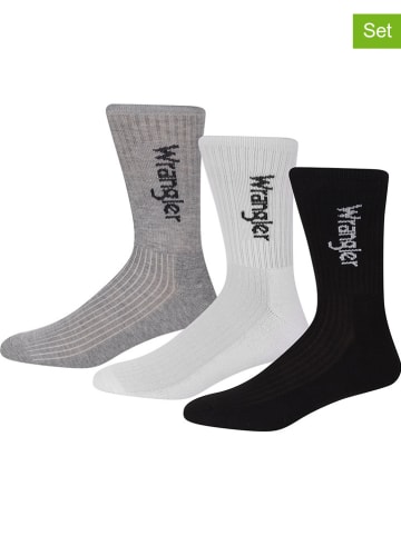 Wrangler 3er-Set: Socken "Rogers" in Grau/ Weiß/ Schwarz