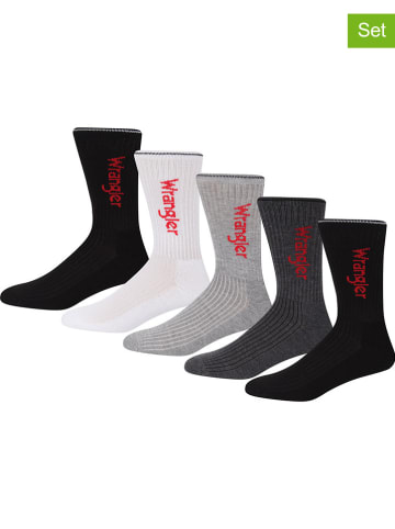 Wrangler 5er-Set: Socken "Page" in Schwarz/ Weiß/ Hellgrau