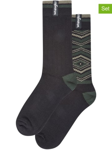 Wrangler Skarpety (2 pary) "Craig" w kolorze ciemnozielono-antracytowym