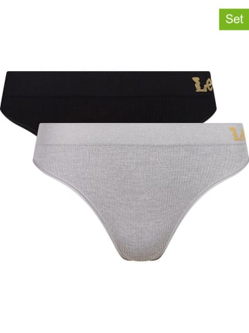 LEE Underwear 2er-Set: Slips "Bella" in Hellgrau/ Schwarz