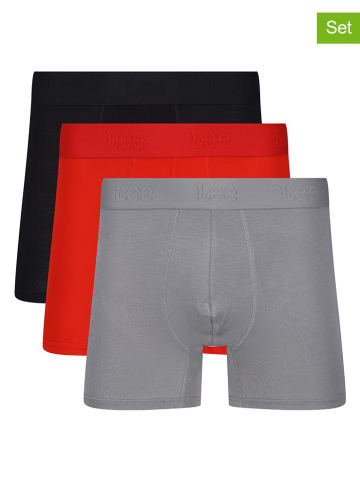 LEE Underwear 3er-Set: Boxershorts "Hewitt" in Schwarz/ Rot/ Grau