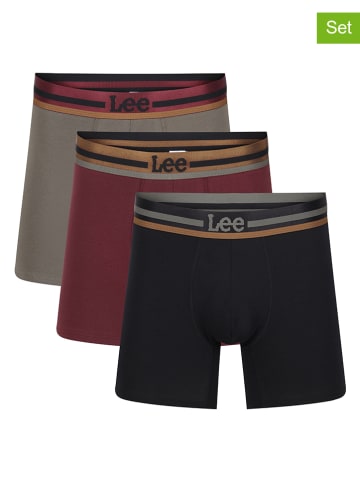 LEE Underwear 3er-Set: Boxershorts "Hay"  in Rot/ Khaki/ Braun