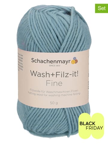 Schachenmayr since 1822 10-delige set: wollen garen "Wash+Filz-it! Fine" lichtblauw - 10x 50 g