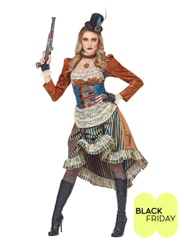 Carnival Party 3-delig kostuum "Steampunk" lichtbruin/blauw