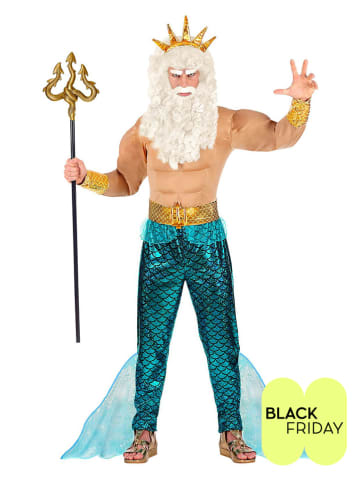 Carnival Party 5tlg. Kostüm "Poseidon" in Beige/ Türkis