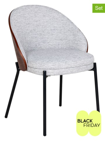 House Nordic 2-delige set: eetkamerstoelen lichtgrijs/bruin - (B)55 x (H)74 x (D)53,5 cm