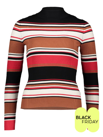 ESPRIT Pullover in Hellbraun/ Rot/ Schwarz