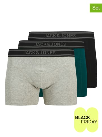 Jack & Jones 3er-Set: Boxershorts in Grau/ Grün/ Schwarz