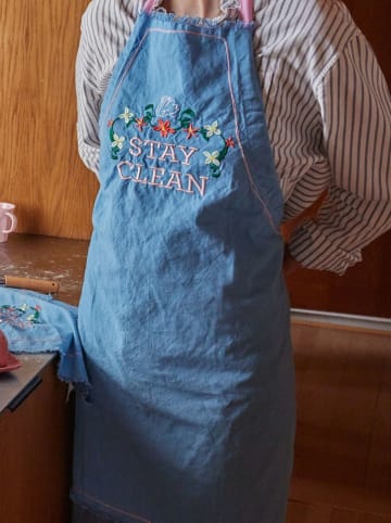 Rice Keukenschort "Stay Clean" blauw - (B)70 x (H)80 cm