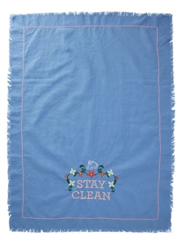 Rice Theedoek "Stay Clean" blauw - (L)70 x (B)50 cm